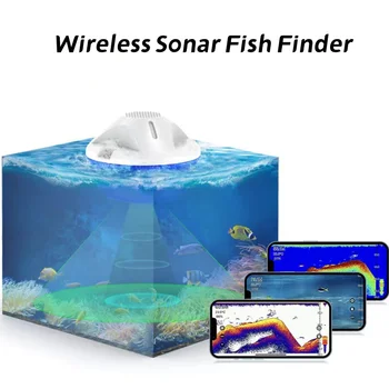 Безжичен сонар за риболов с видимост с висока разделителна способност, ултразвуков сигнал, Bluetooth, обхват 80 м, сонар за риболов